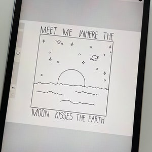 Meet Me Kawaii Colouring Page Digital Download - Colouring Sheet - Printable Colouring Page, Print at Home - Colouring Book