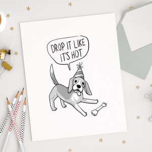 Drôles cartes, cartes de chien, d’anniversaire, cartes de souhaits, félicitations, fête chiens, chiens mignons, carte vierge, illustration chien, téléchargement numérique de chien