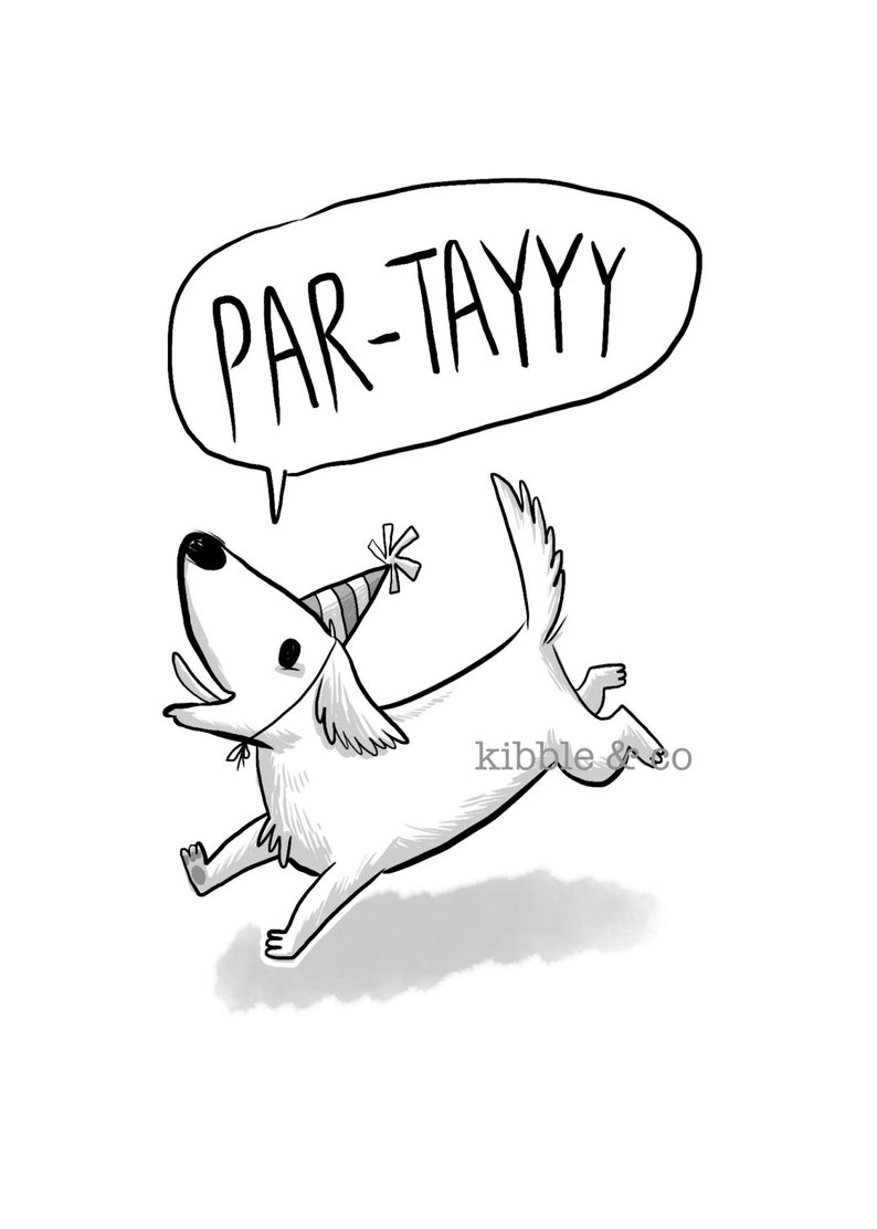 Cute Dogs Dachshund Hand Drawn Dog Art Card Birthday Card Derp Cute Card Party Dog Greeting Card Line Art Fun Party