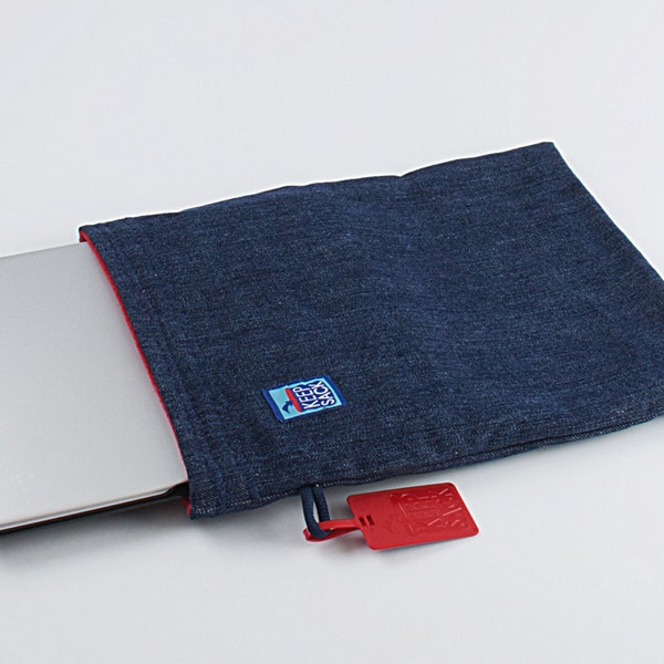 Treasure Bag 9 x 12 Denim Flannel Padded  (iPad Size) Keepsack - 12 x 9 x 0.5 inches