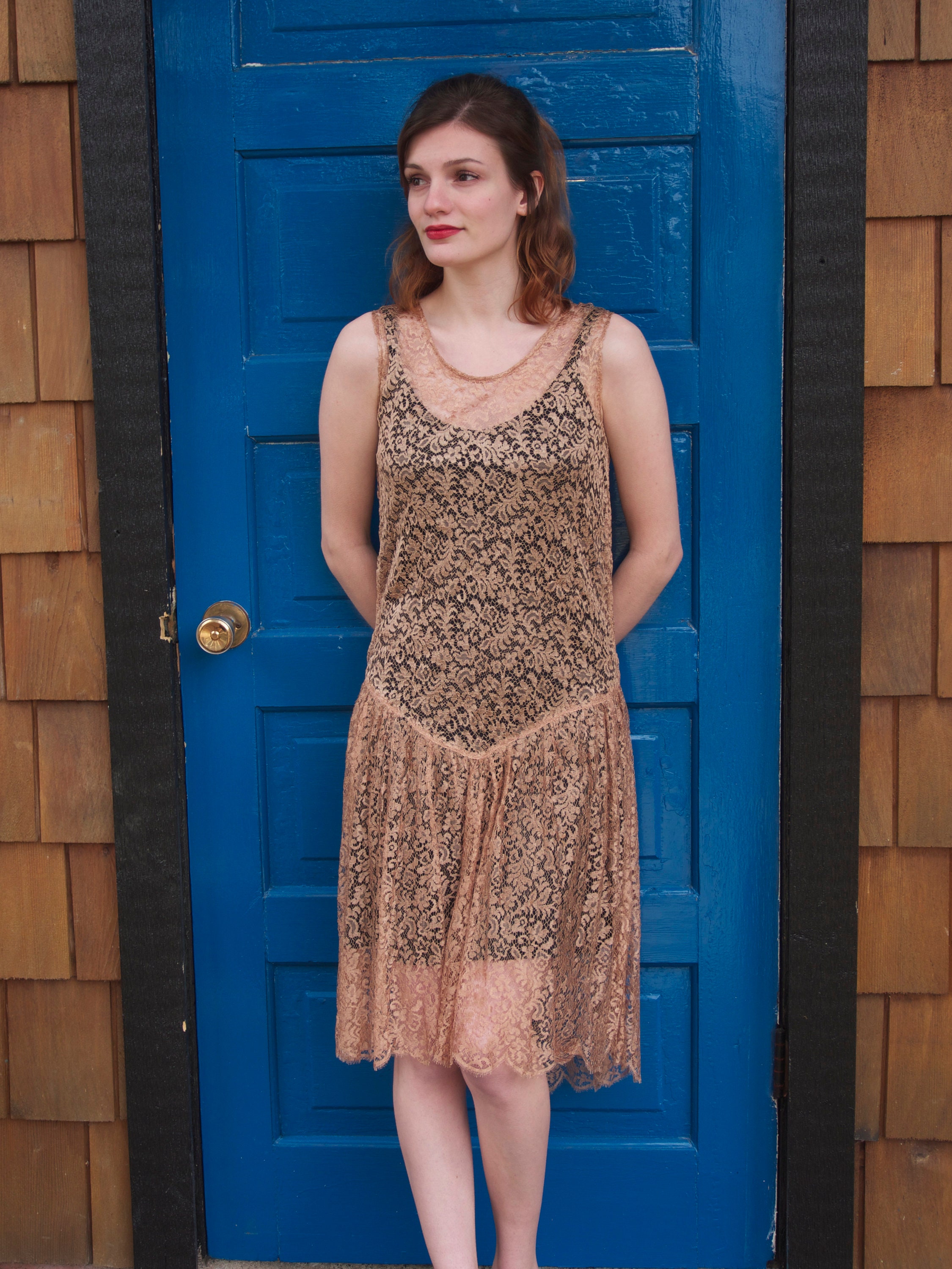rose gold 1920s dress