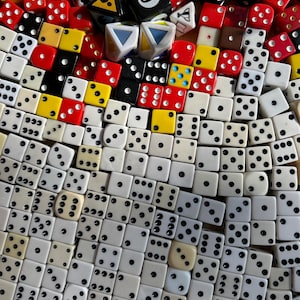 Lot of 300 Dice, board game pieces, game pieces, replacement pieces, upcycle material, upcycle supply