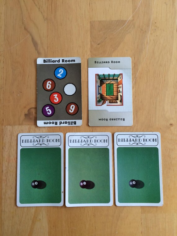 5 Billiard Room Cards Room Card Clue Upcycle Material Board Games Vintage Board Games Game Pieces Clue Game Clue Game Pieces