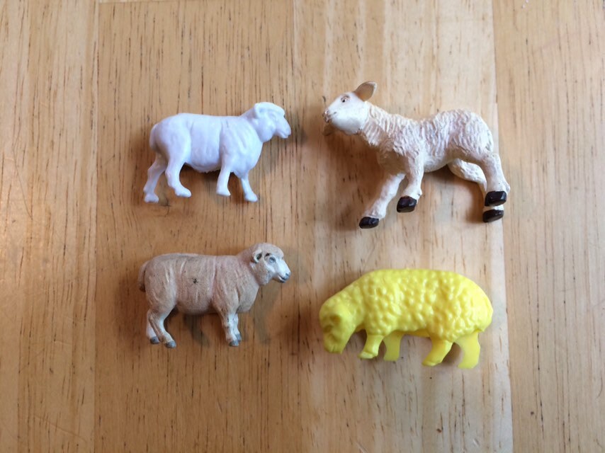Buy 4 Small Sheep lambs to Upcycle Toy Animals Lamb Figurines