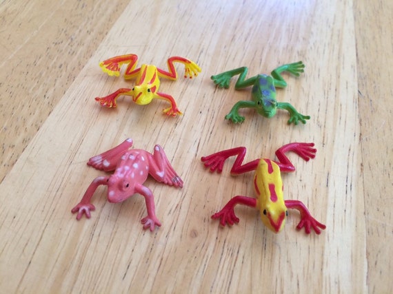 4 Miniature Frogs to Upcycle, Toy Frogs, Frog Figurines, Frog