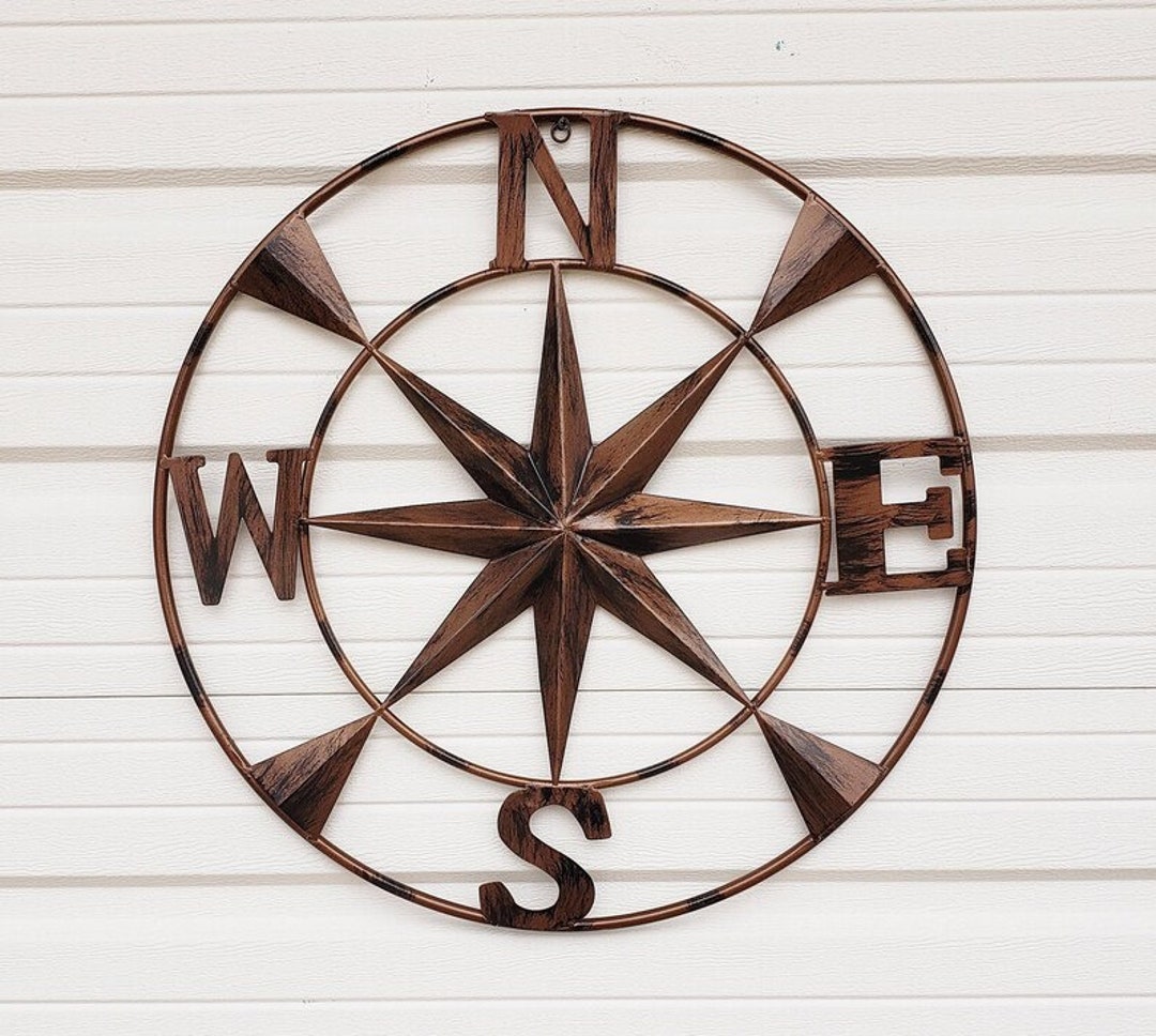 Nautical Wall Compass Compass Rose Metal Nautical Compass Metal Compass