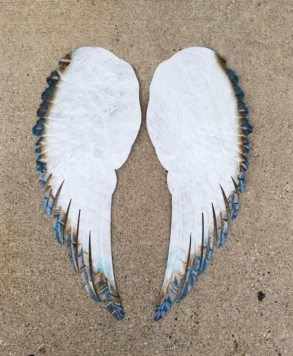 Metal Angel Wings Wall Decor Cross Rustic Shabby Chic Image 0