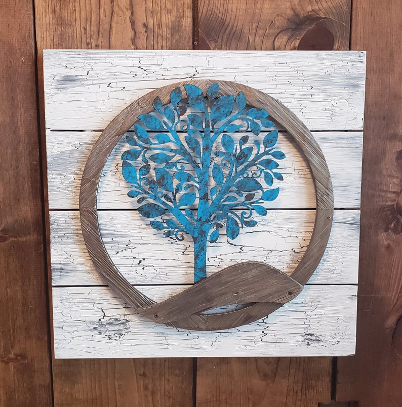 Reclaimed Wood Tree Of Life Wall Art Metal Image 0