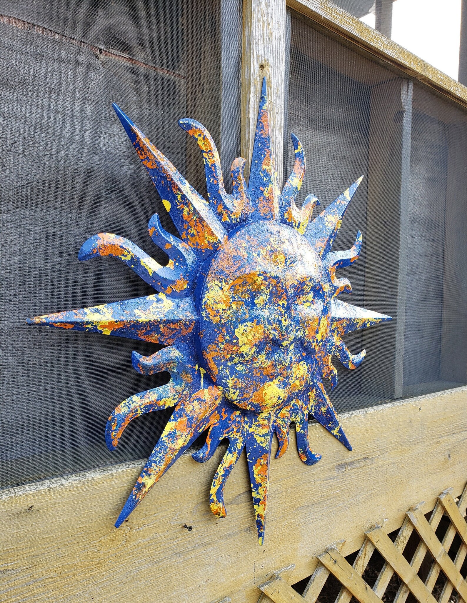 Sunface Wall Decor Garden Decor Metal Sun Wall Art Outdoor Etsy