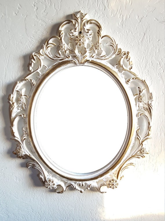 Free Large White Gold Wall Mirror Baroque Shabby Chic Hollywood Regency Bathroom Bedroom Nursery