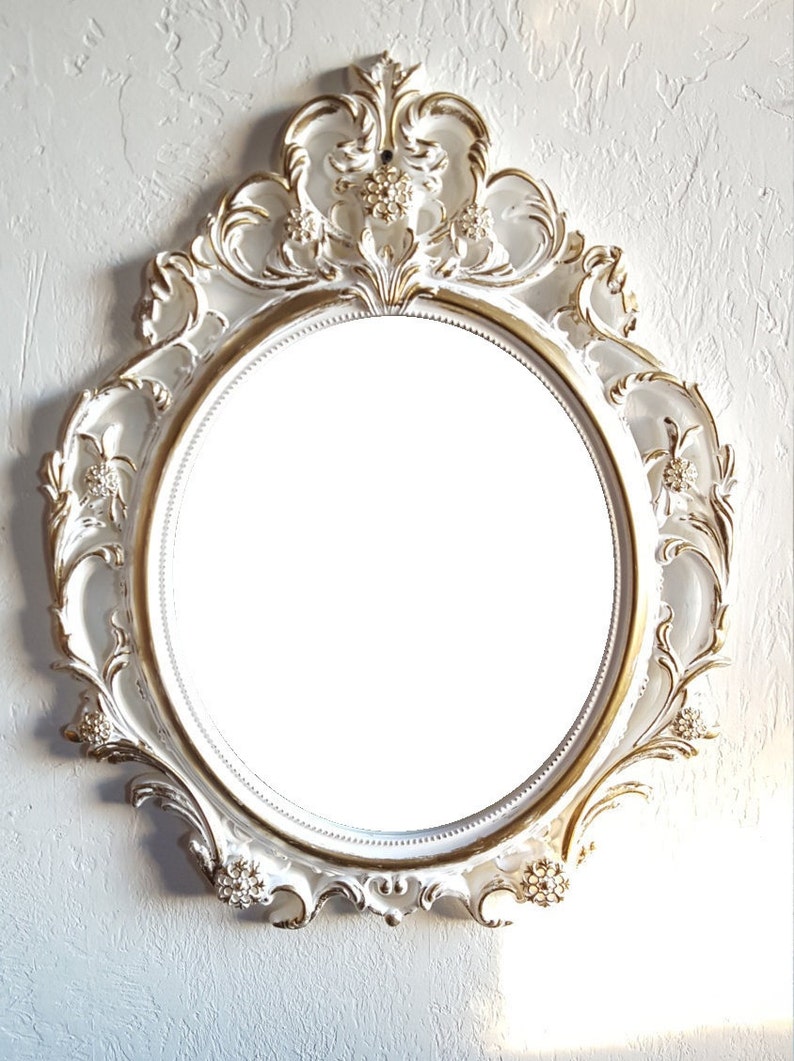 Free Large White Gold Wall Mirror Baroque Shabby Chic Hollywood Regency Bathroom Bedroom Nursery