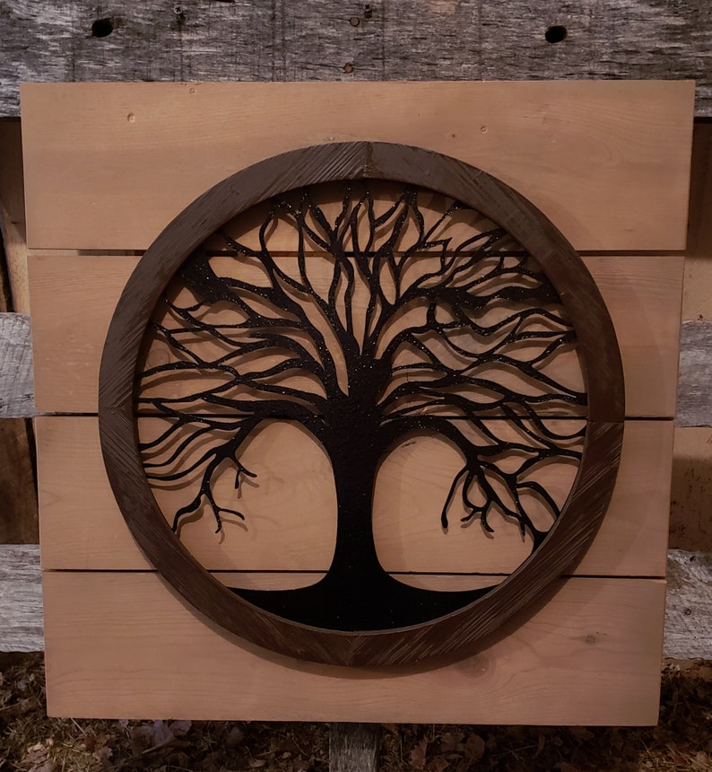 Reclaimed wood Tree of life Wall Art Metal Wall Art Metal | Etsy