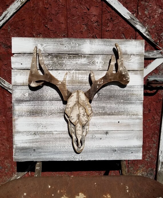 Reclaimed Wood Faux Deer Antlers Rustic Wall Decor Rustic Etsy