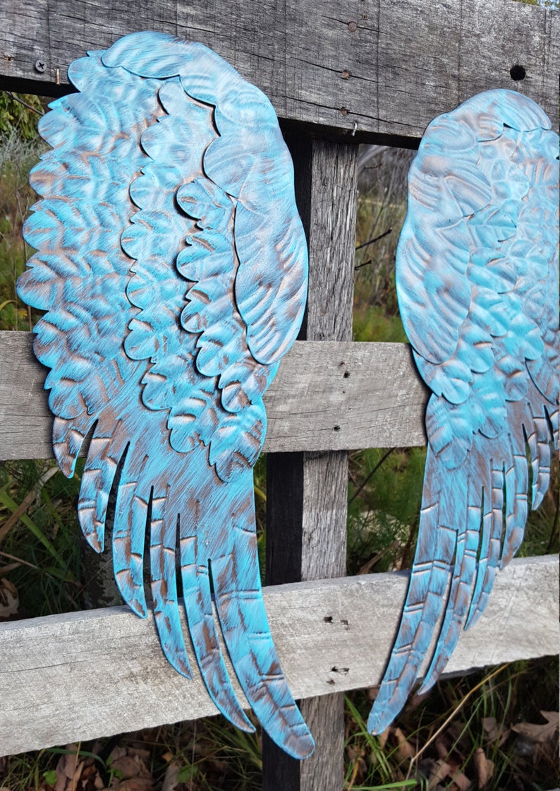 Metal Angel Wings Wall Decor Metal Cross Rustic Shabby Chic Etsy