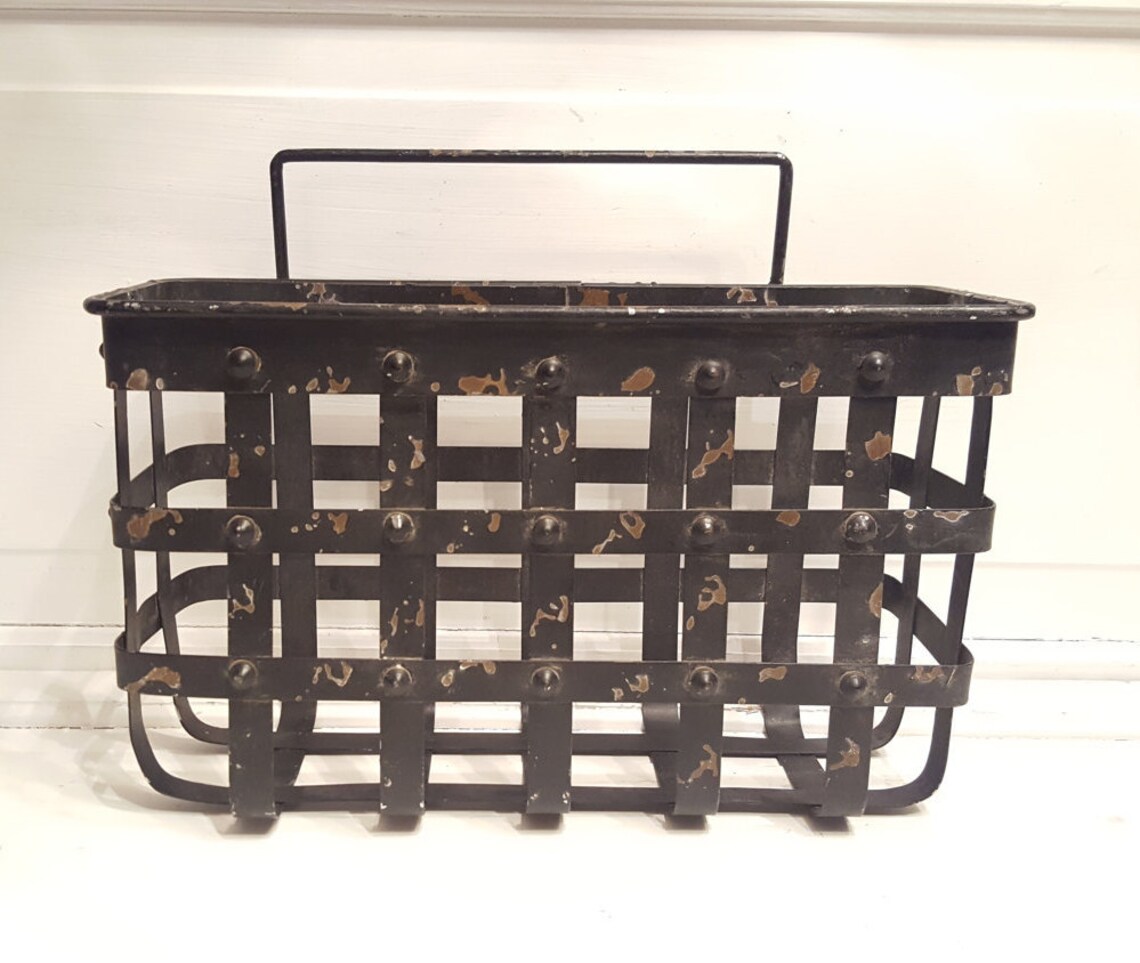 Metal Hanging Basket Galvanized Iron Wall Basket Industrial Etsy