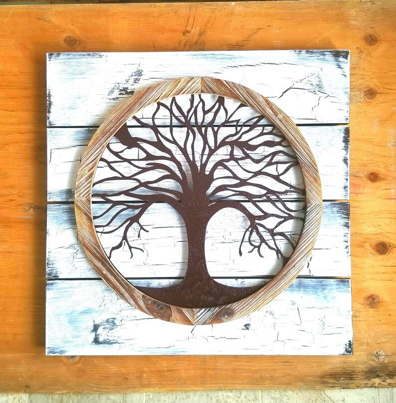 Reclaimed Wood Tree Of Life Wall Art Metal Image 0