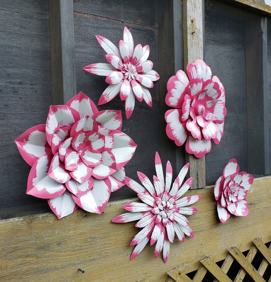 Metal Wall Flowers Garden Wall Art/ Fence Flowers/ Outdoor Etsy