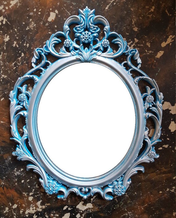 Free Baroque Mirror Silver Patina Wall Hollywood Regency Ornate Shabby Chic Bathroom Bedroom Nursery