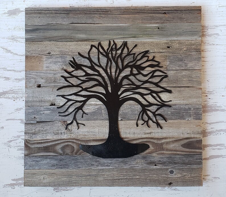 Reclaimed Wood Tree Of Life Wall Art Metal Image 0