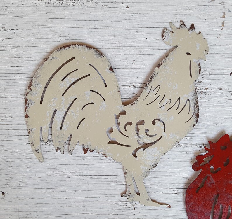 3 Metal Rooster Chicken Farmhouse Kitchen Wall Decor Country Etsy