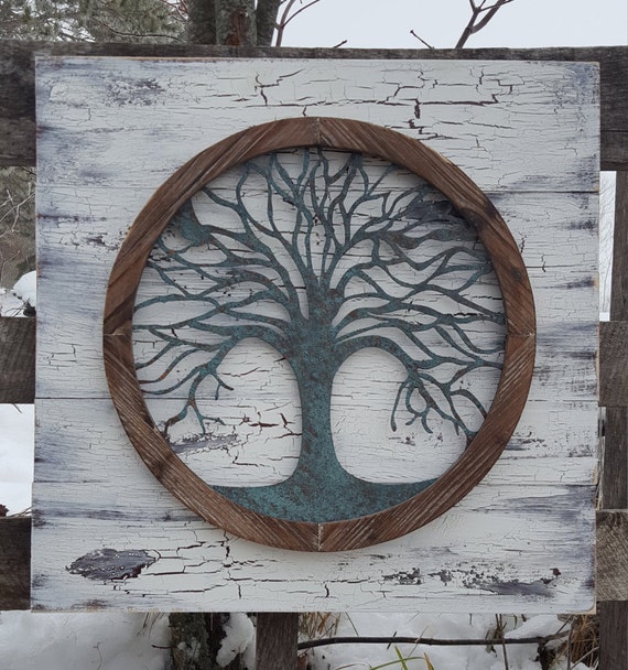 Reclaimed wood Tree of life Wall Art Metal Wall Art Metal | Etsy