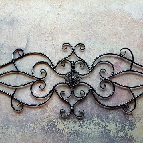 Black Large Metal Wall Art / Large Iron Wall Decor / Scrolled Etsy