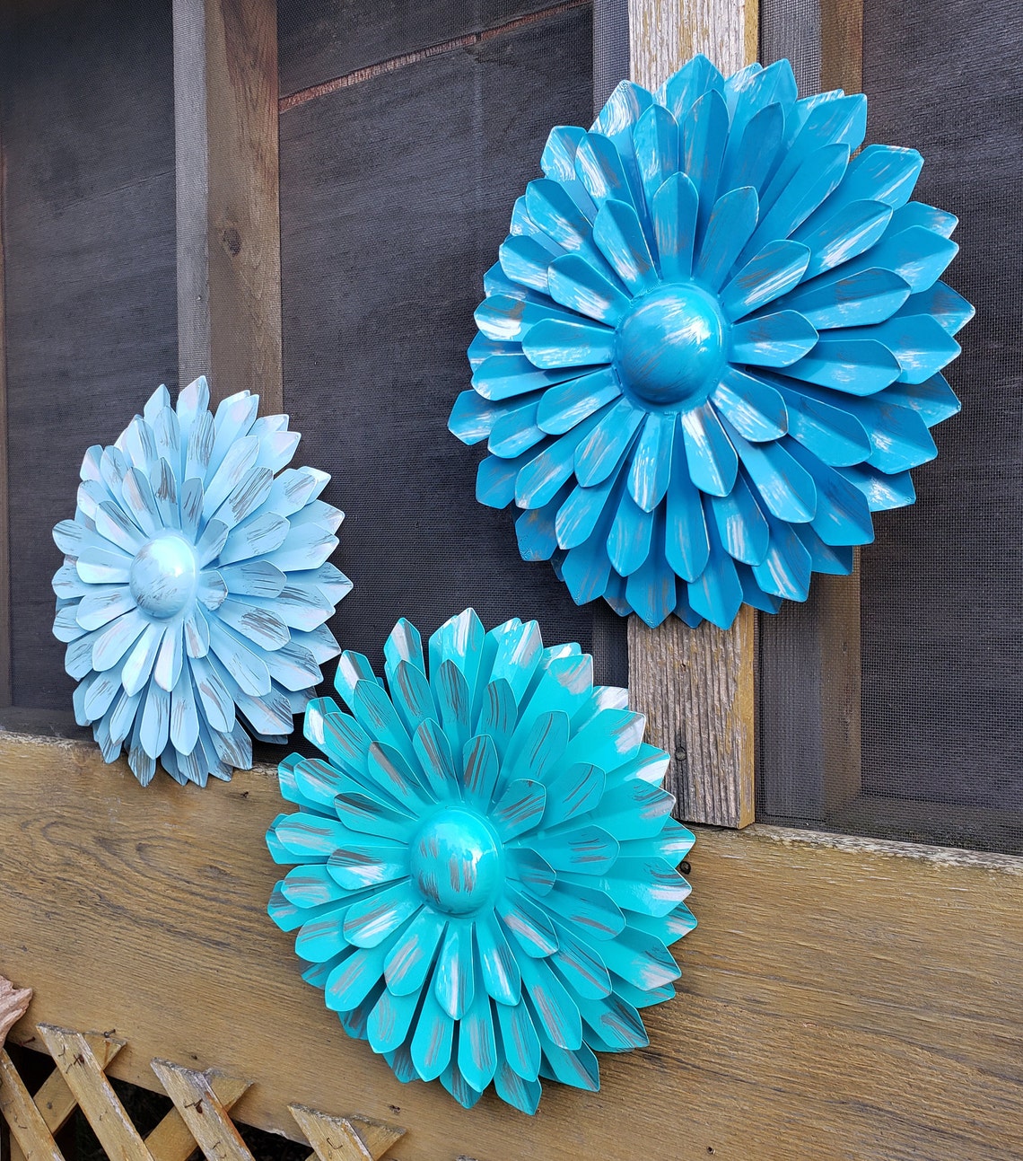 3 Metal Wall Flowers/ Garden Wall Art/ Fence Flowers/ Metal Etsy