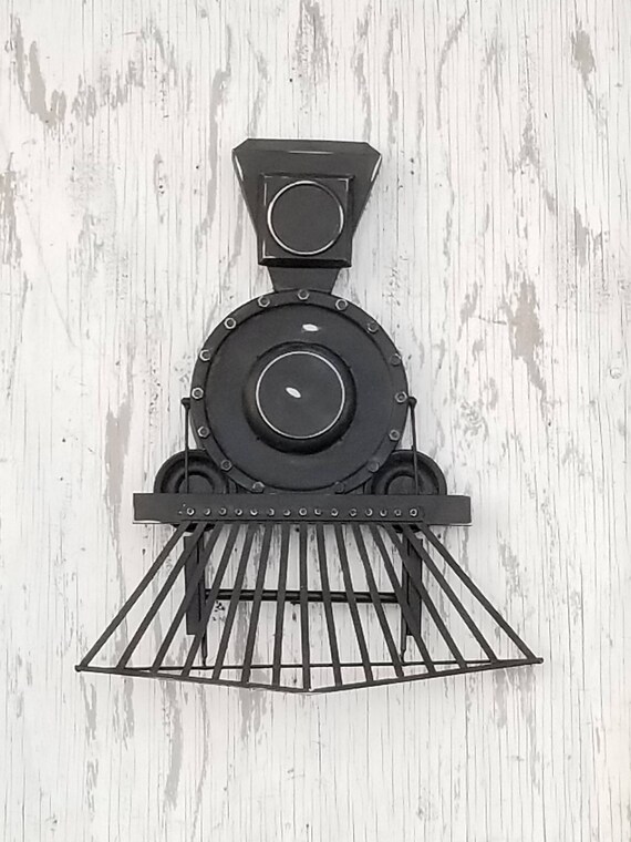 Large Black Train Wall Decor Metal Nursery Bedroom Image 0