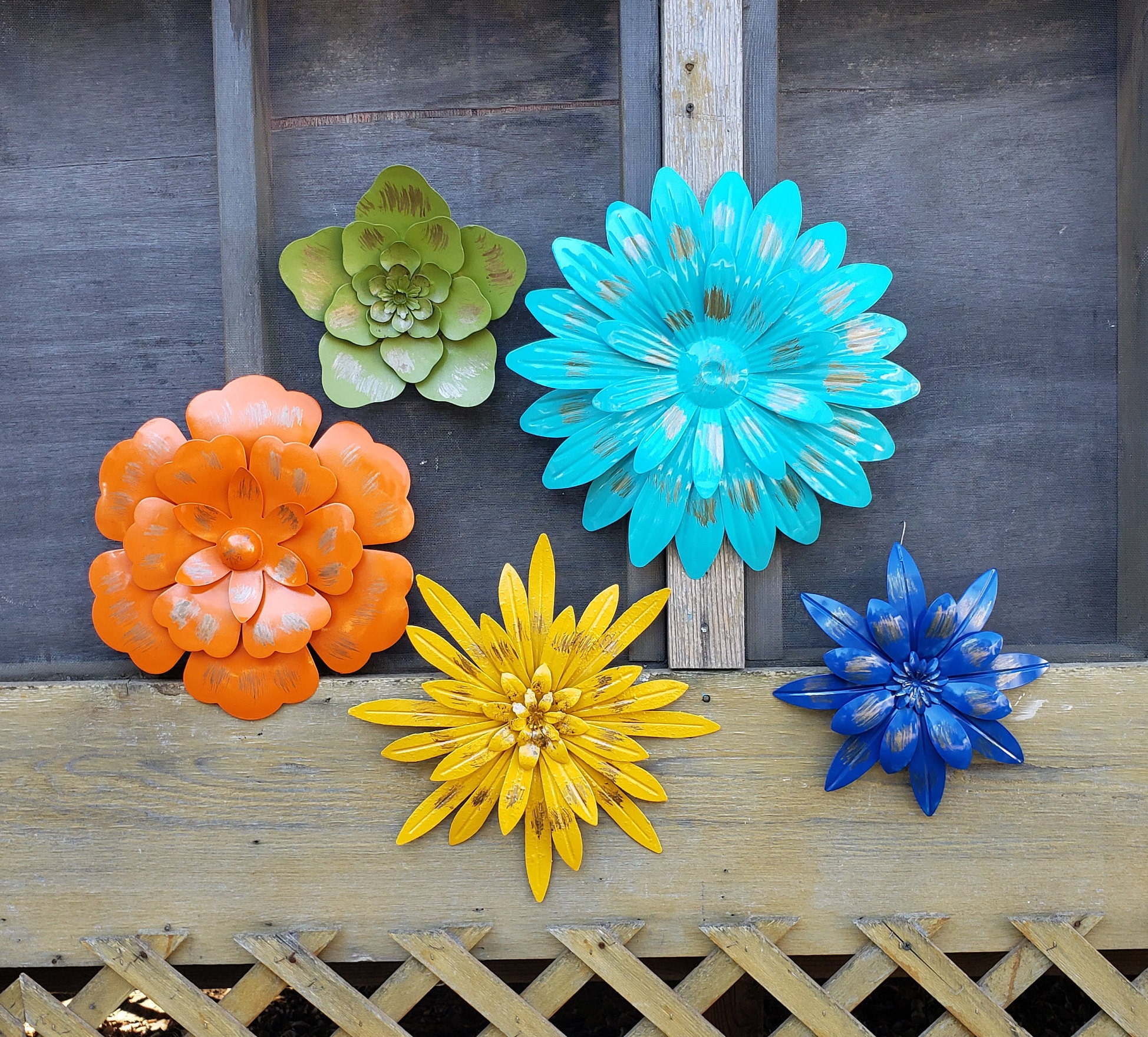 Metal Wall Flowers Garden Wall Art/ Fence Flowers/ Outdoor Etsy