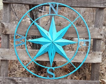 Compass Rose, Large Metal Wall Art, Nautical Wall Art, Nautical Wall Compass, Metal Nautical Compass, Nautical Decor, Metal Wall Decor