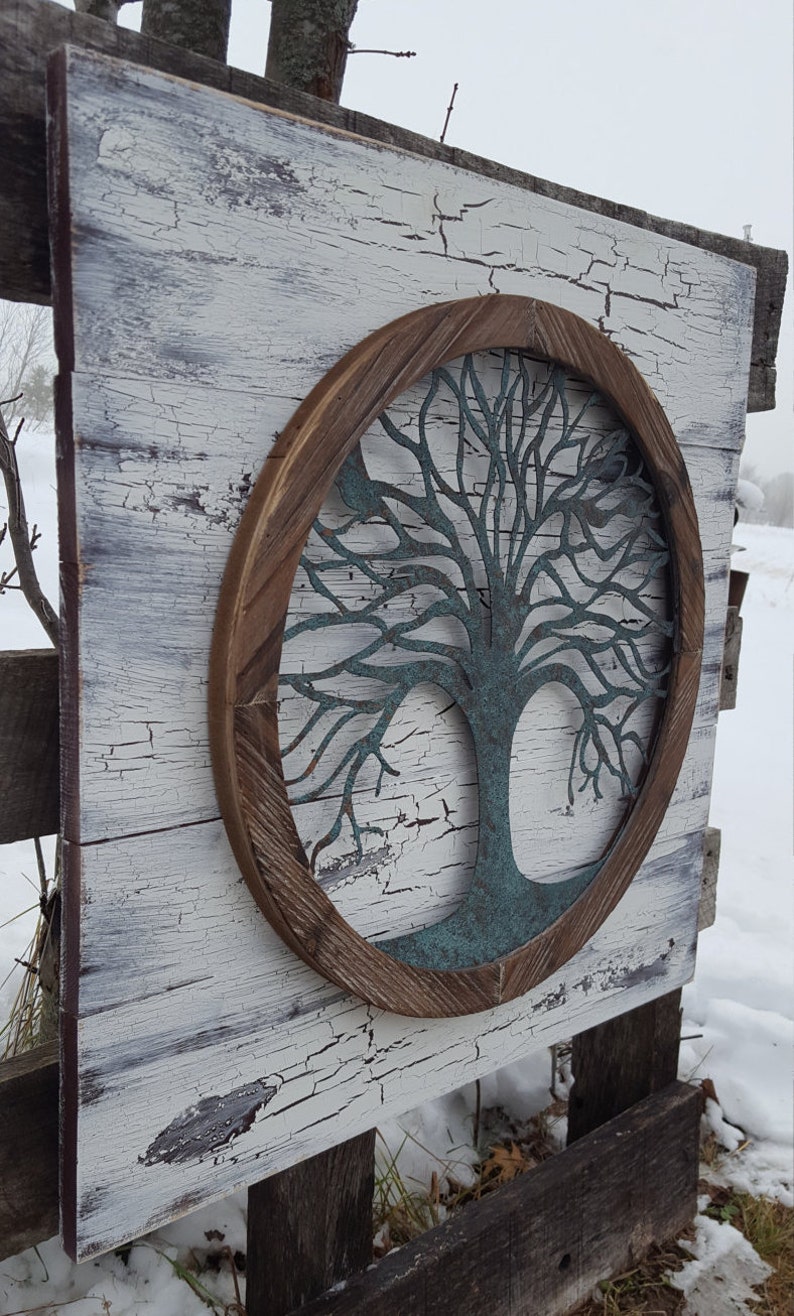Reclaimed Wood Tree of Life Wall Art Metal Wall Art Metal Etsy