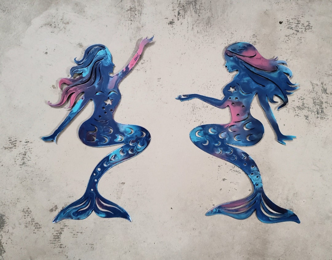 Mermaid Metal Wall Art Mermaid Decor Mermaid Art Metal Etsy
