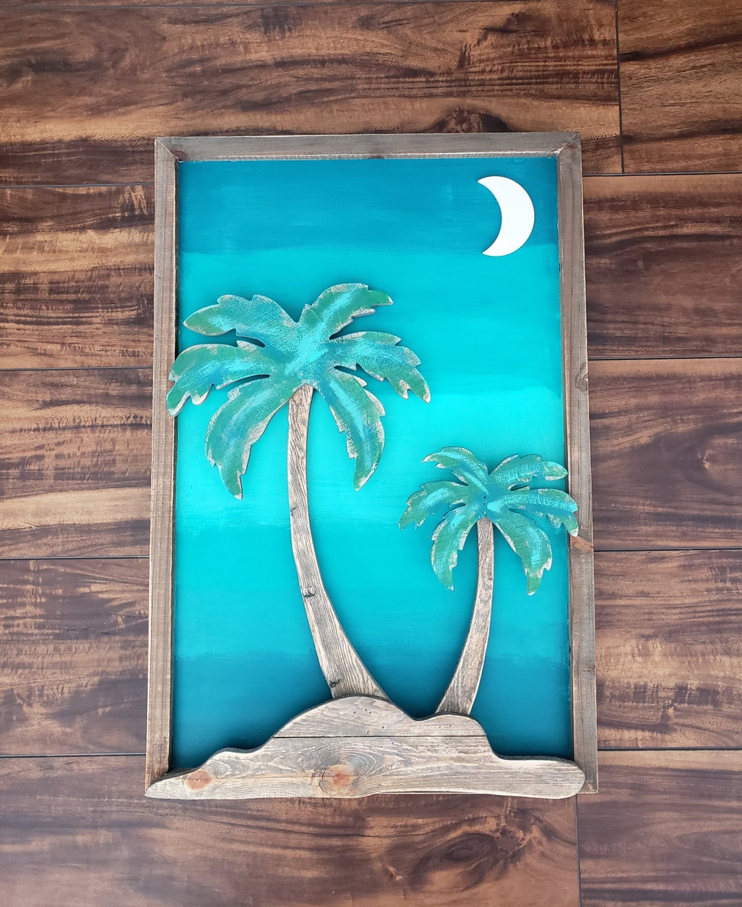 Wood Palm Tree Moon Wall Decor, Palm Leaf Wall Art, Martha Stewart