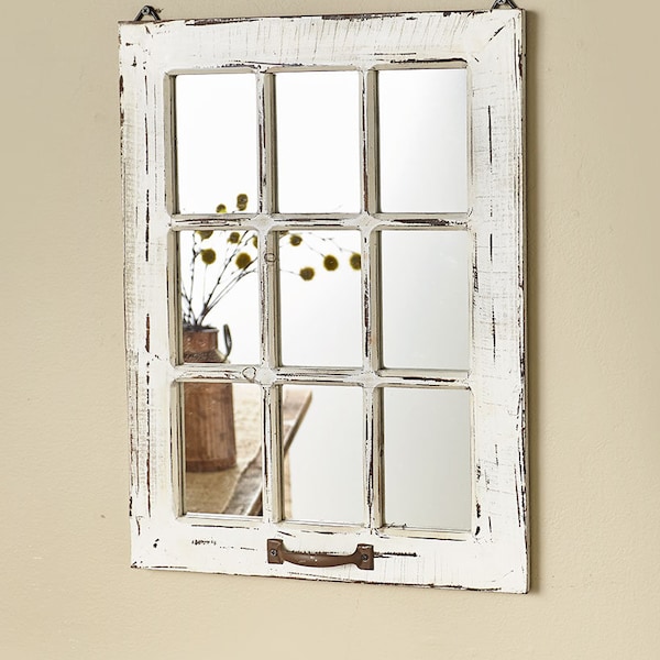 Farmhouse Mirror,Rustic Wall Mirror,Window Mirror,Shabby Chic Mirror,Living Room Mirror,Wall Mirror,