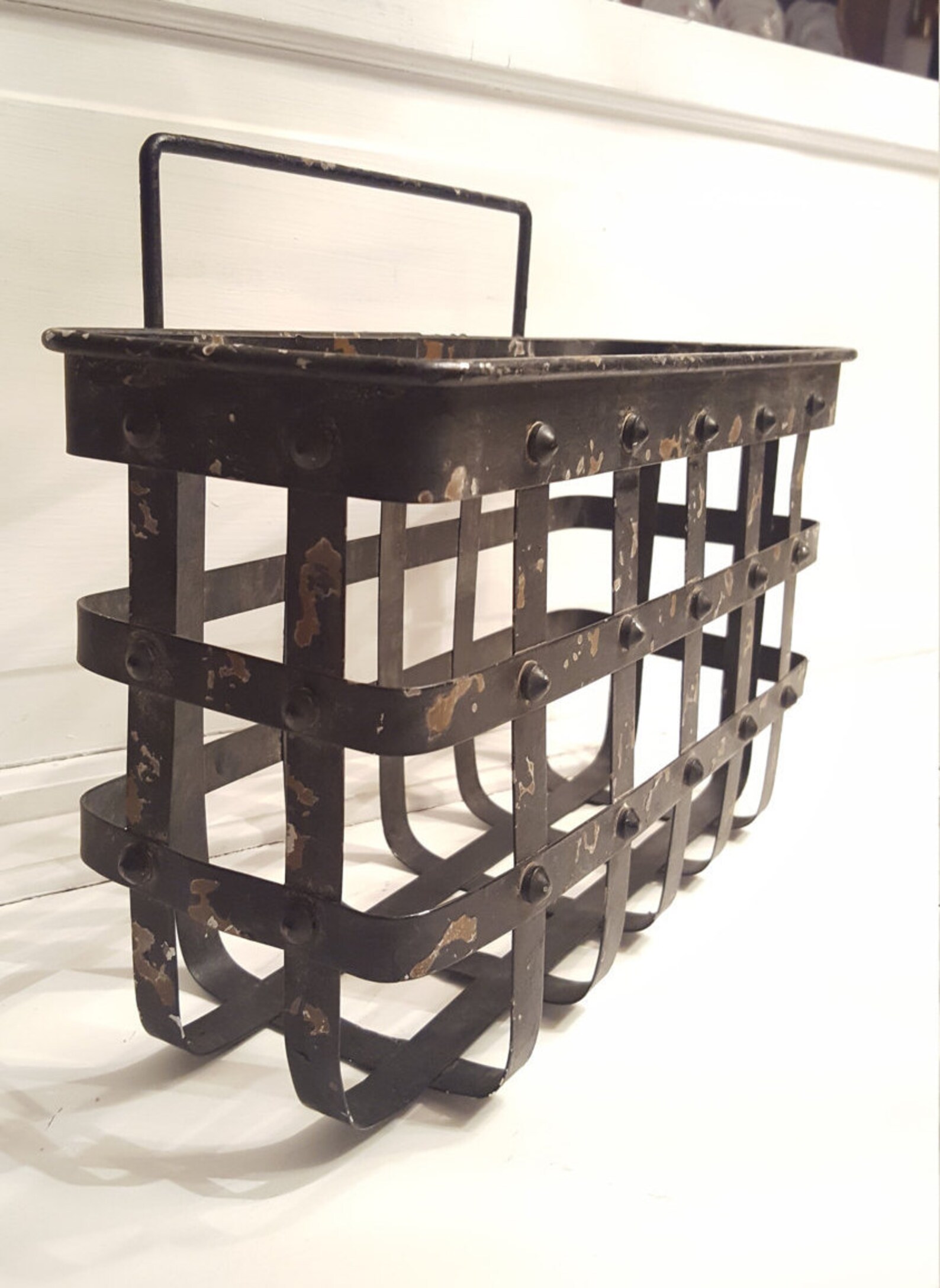 Metal Hanging Basket Galvanized Iron Wall Basket Industrial Etsy