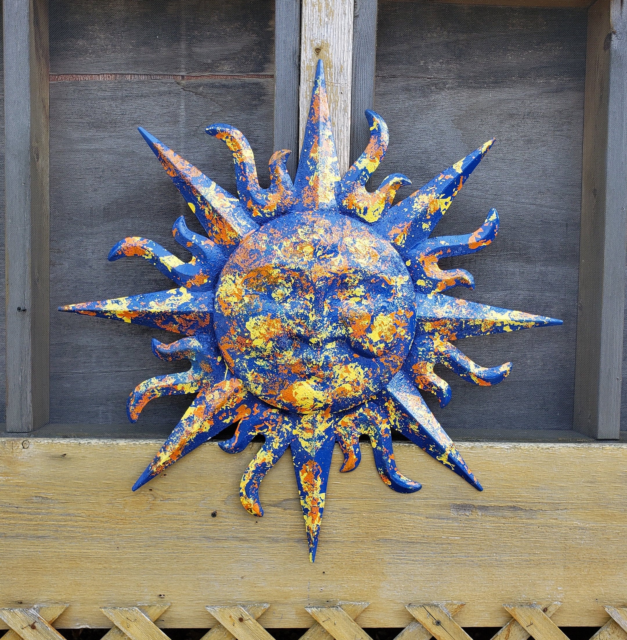 Sunface Wall Decor Garden Decor Metal Sun Wall Art Outdoor Etsy