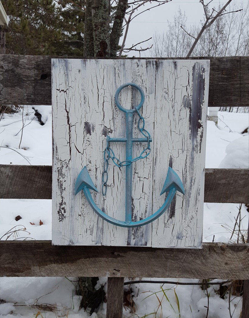 Reclaimed Wood Anchor Wall Art Anchor Wall Decor Nautical Etsy