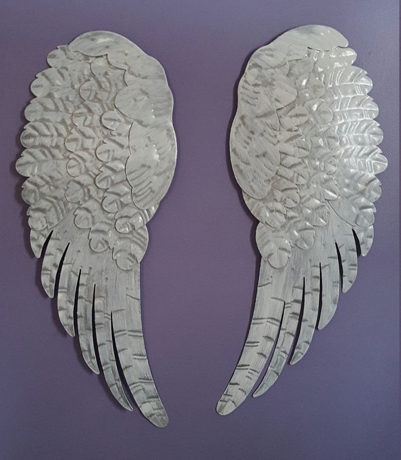 Shabby Chic Metal Angel Wings Wall Decor Rustic Image 0