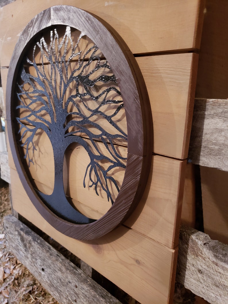 Reclaimed wood Tree of life Wall Art Metal Wall Art Metal