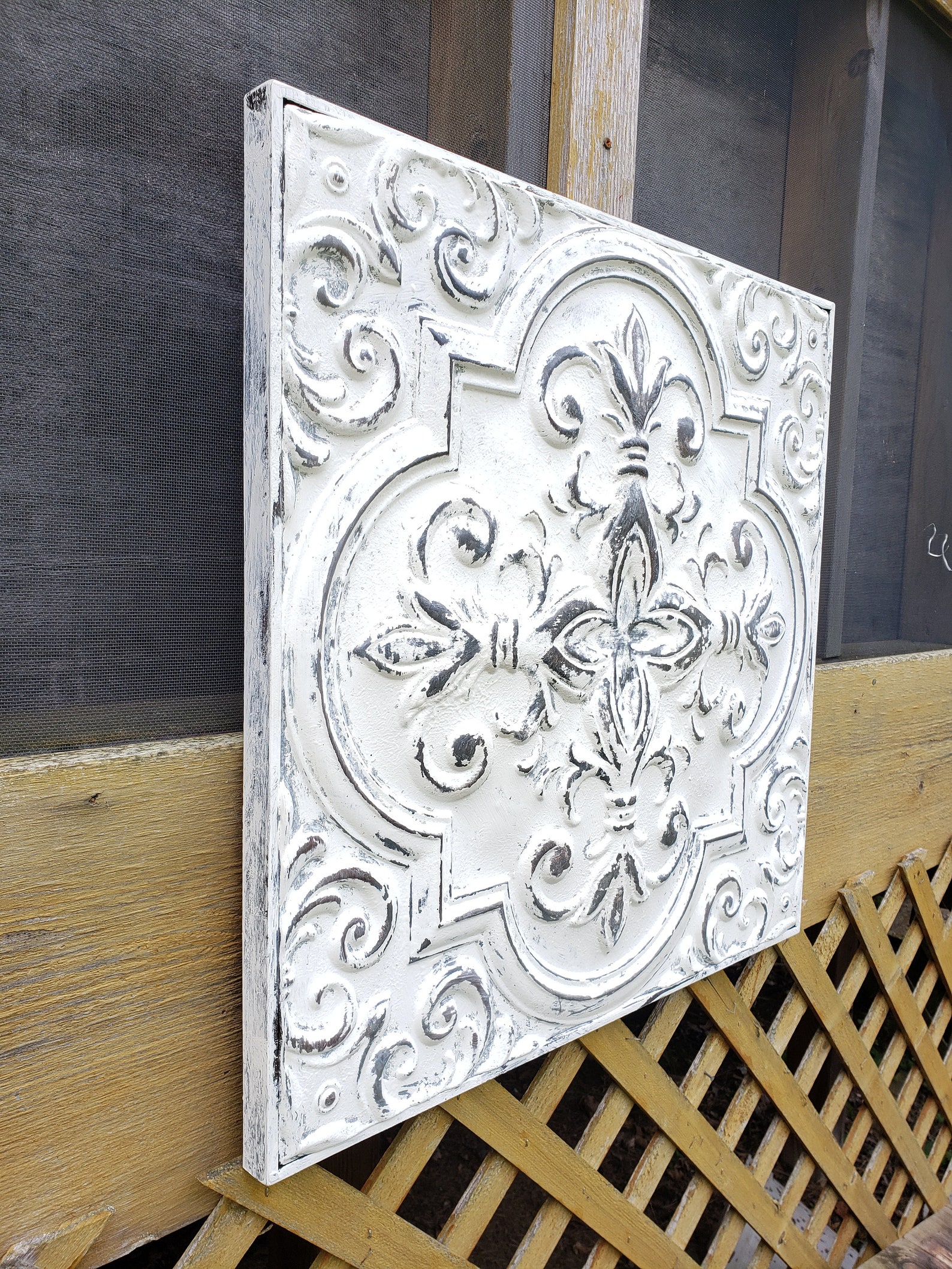 Ceiling Tile/ Ceiling Tile Wall Decor/ Large Metal Wall Decor/ Etsy