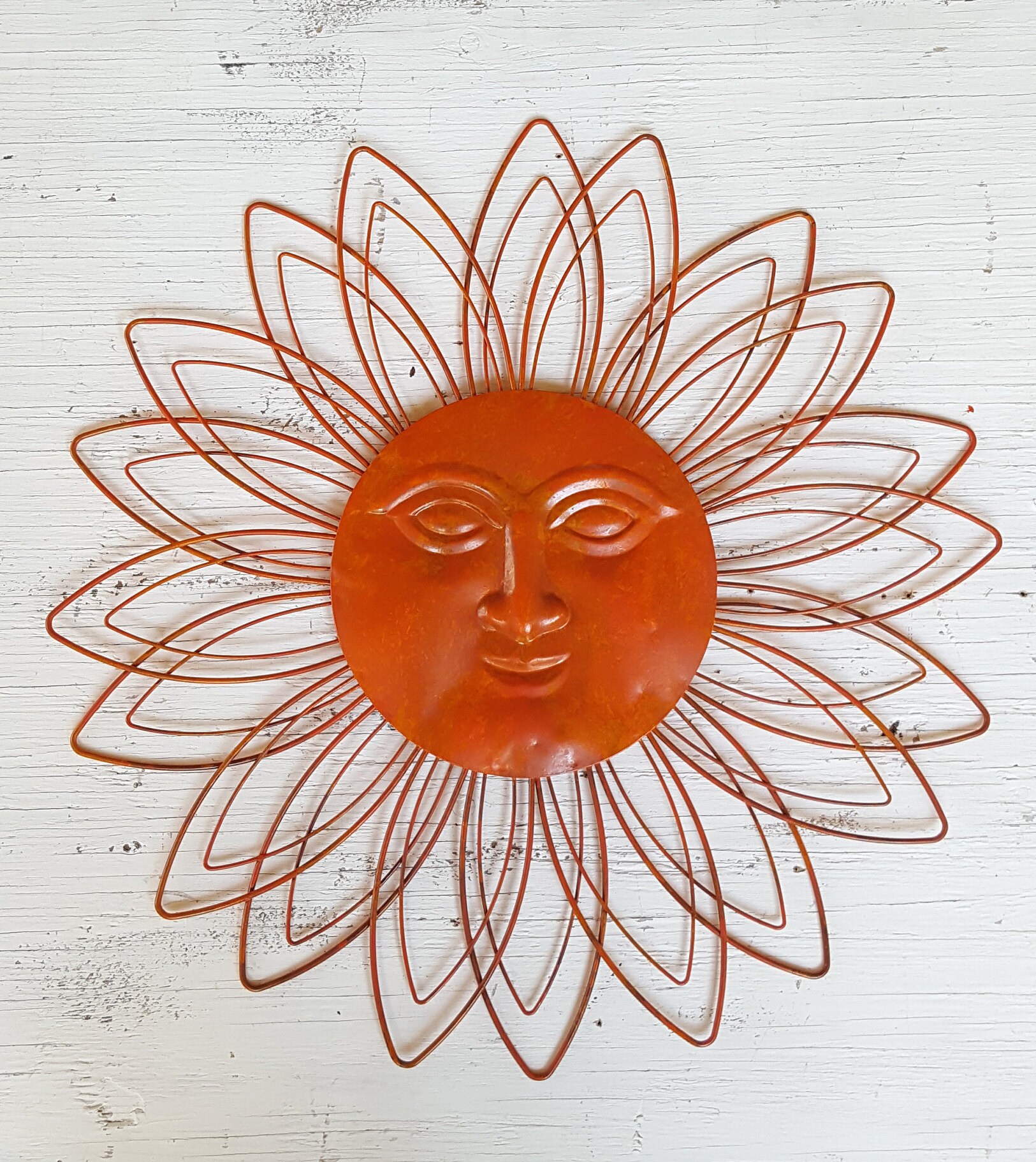 Large Metal Sun Wall Art / Garden Decor/ Metal Sun Face Decor/ Etsy