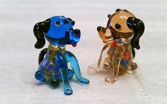 Sculpture Made Of Glass Dog Animals Glass Art Glass Handmade Blown Glass Figurine Art Blown Glass