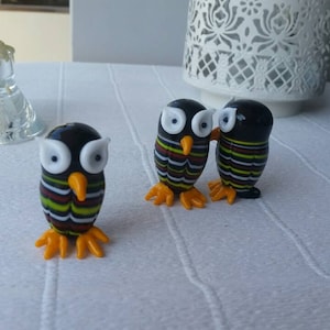 Mundgeblasene Glas eule Vogel, Handbemalte Deko, Feng Shui Eule