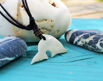 Natural Bone Hand-carved Necklace Maori Tribal Style Turquoise Lucky Symbol Waterproof Yak Bone For Men Teenager Unisex Festival Adjustable