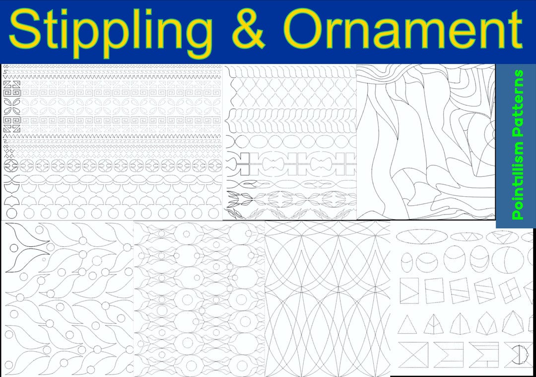 Stippling Ornament Practice, Art Therapy Drawing Set (digital Download ...