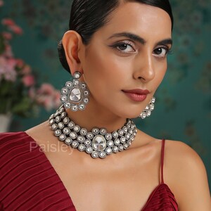 Victorian Polki Necklace Set / Silver Victorian Necklace Set / Polki Necklace Set / Victorian Jewelry / Indian Jewelry / Sabyasachi Jewelry