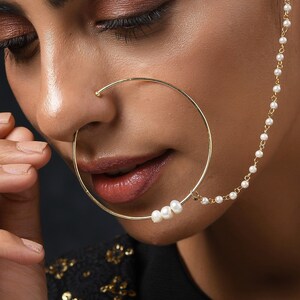 Pearls Delicate Nosepin/Nose Ring/Indian Jewellery/Bridal Jewellery/Indian Nosering/Pearl Nosepin