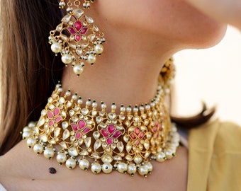 Buy Pink Necklace Set Online In India 