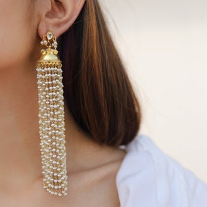 Kundan Gold Plated Jhumkas/ Kundan Jhumkas/ Minimal Indian Kundan Earrings/ Contemporary Indian Earrings/ Kundan Gold Plated Earrings