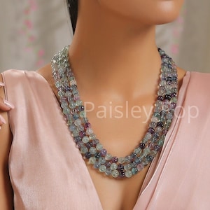 Collana di pietre multicolori / Collana blu / Collana di pietre semipreziose / Collana di perline / Gioielli indiani / Gioielli di Bollywood